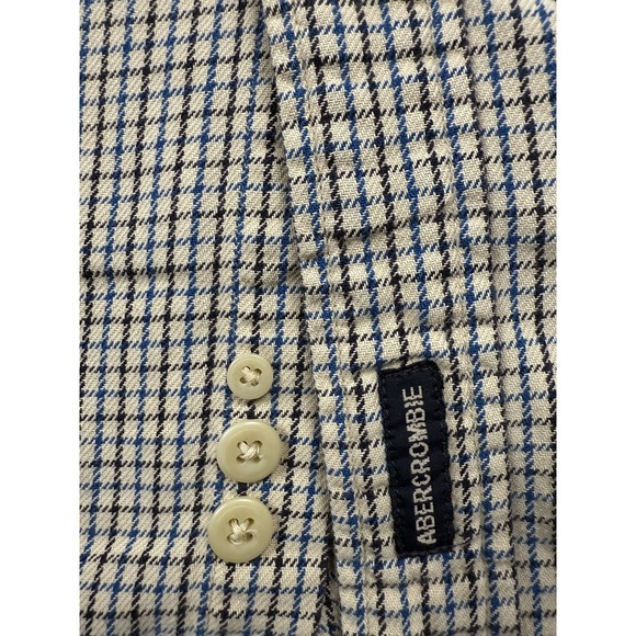 Abercrombie & Fitch Shirt Mens Medium Blue White Plaid Button Down Cotton Casual - Picture 3 of 11